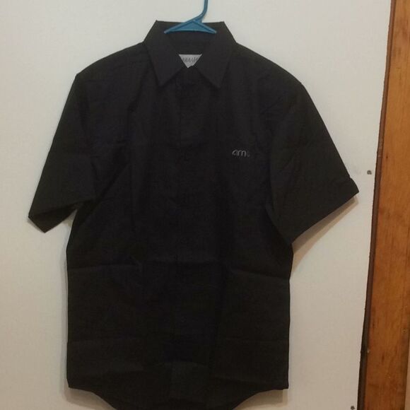 Amc Uniform Top Short Sleeve Black Button Down - Picture 1 of 6